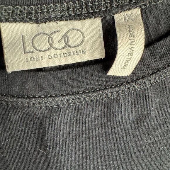 LOGO Lori Goldstein Black Long Sleeve Tunic Top Pockets Womens 1X Stretch Pocket - Picture 5 of 7